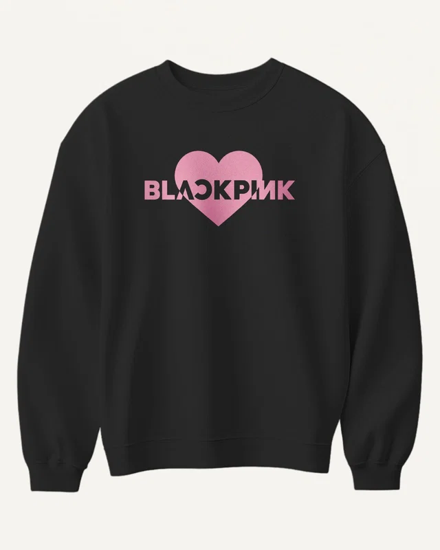 Blackpink Heart Sweatshirt in Black — front