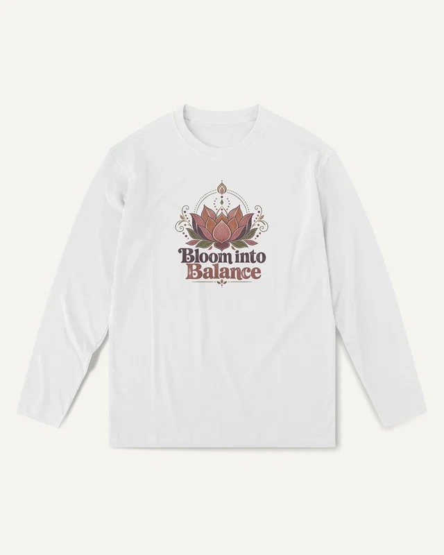 Bloom into Balance Long-Sleeve T-Shirt in White — front