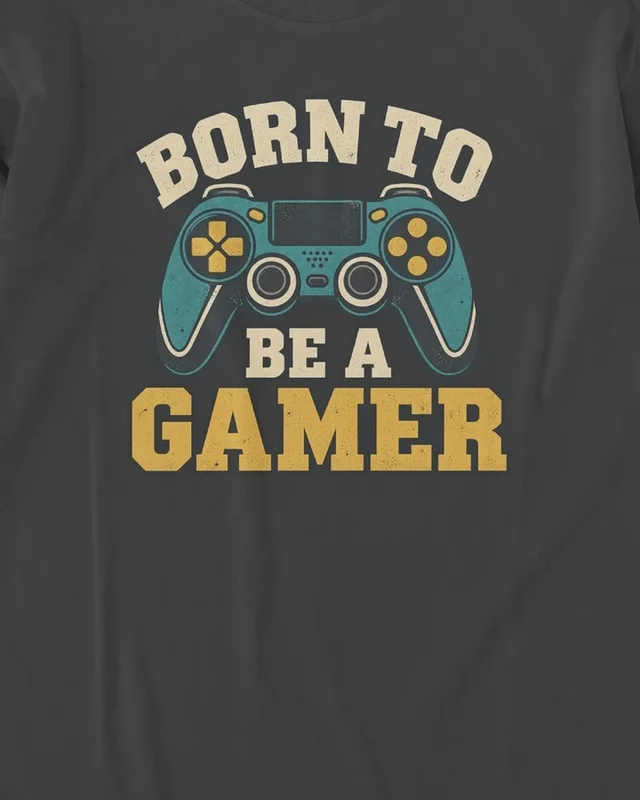 Born to Be a Gamer Long-Sleeve T-Shirt in Black — design detail