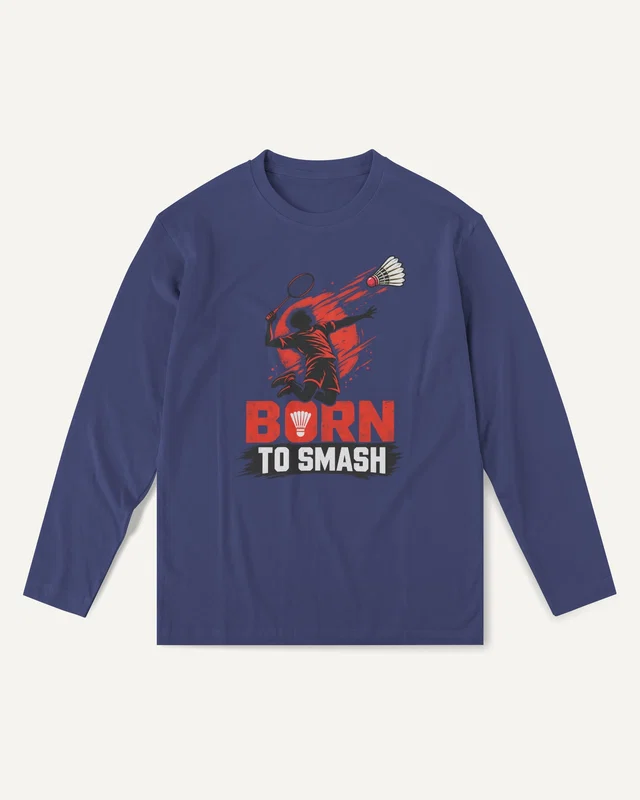 Born to Smash Long-Sleeve T-Shirt in Royal Blue — front