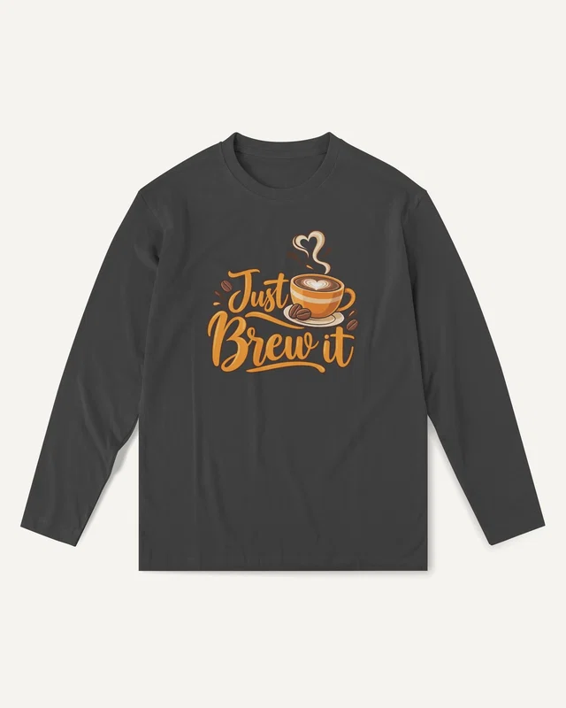 Just Brew It Long-Sleeve T-Shirt in Black — front