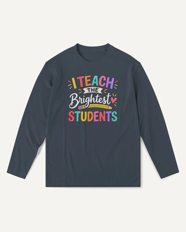 I Teach the Brightest Students Long-Sleeve T-Shirt in Navy Blue — front