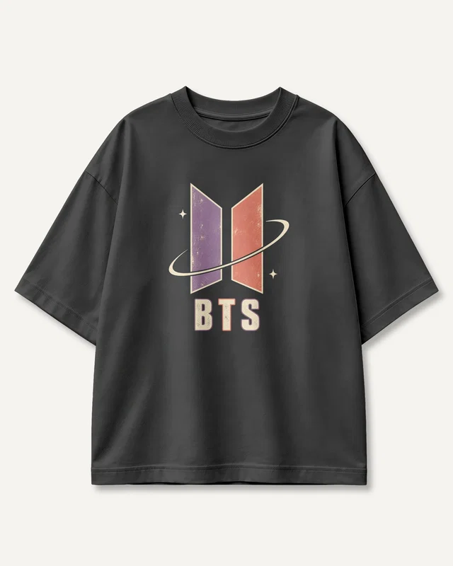 BTS Galaxy Oversized T-Shirt in Black — front