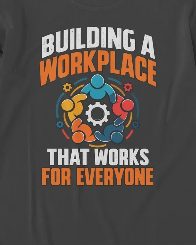 Building a Workplace That Works for Everyone Long-Sleeve T-Shirt in Black — design detail