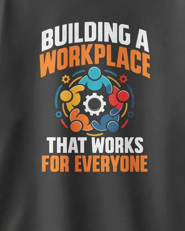Building a Workplace That Works for Everyone Oversized T-Shirt in Black — design detail