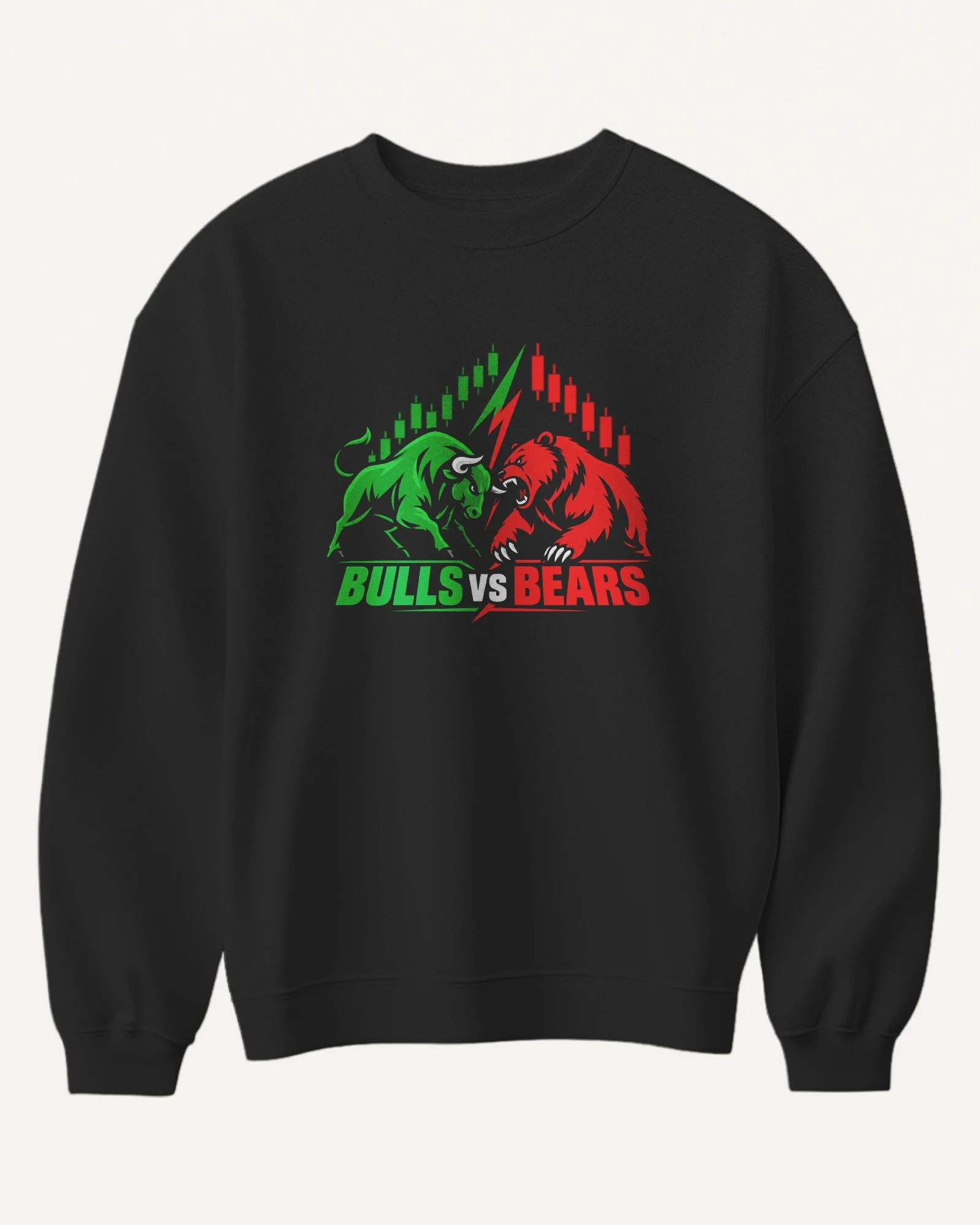 Bulls vs Bears Sweatshirt in Black — front Bulls vs Bears Sweatshirt in Black — front