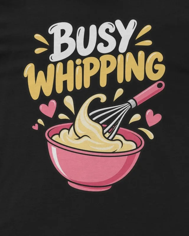Busy Whipping Regular T-Shirt in Black — design detail
