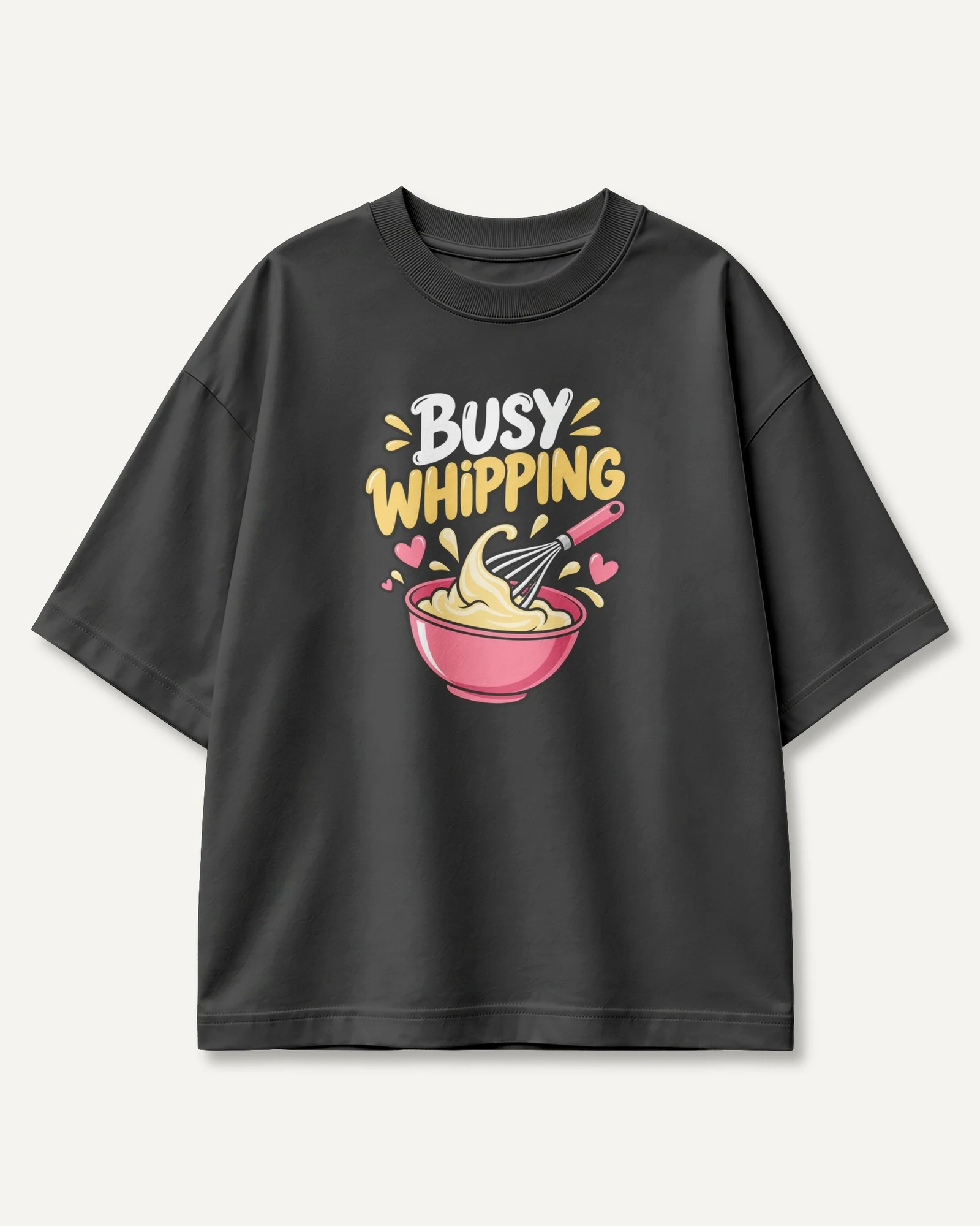 Busy Whipping Oversized T-Shirt in Black — front Busy Whipping Oversized T-Shirt in Black — front