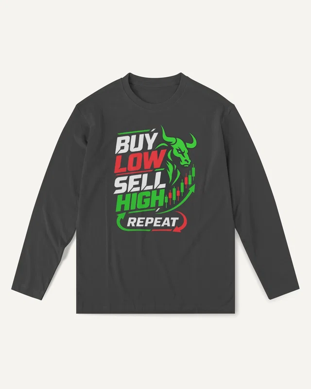 Buy Low Sell High Repeat Long-Sleeve T-Shirt in Black — front