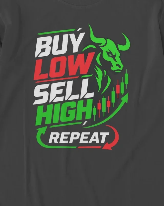 Buy Low Sell High Repeat Long-Sleeve T-Shirt in Black — design detail