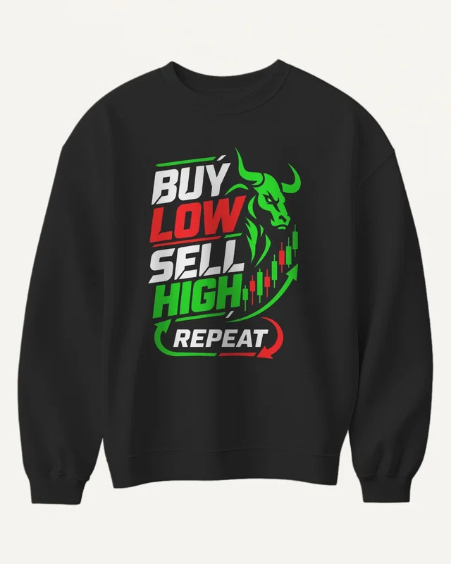 Buy Low Sell High Repeat Sweatshirt in Black — front