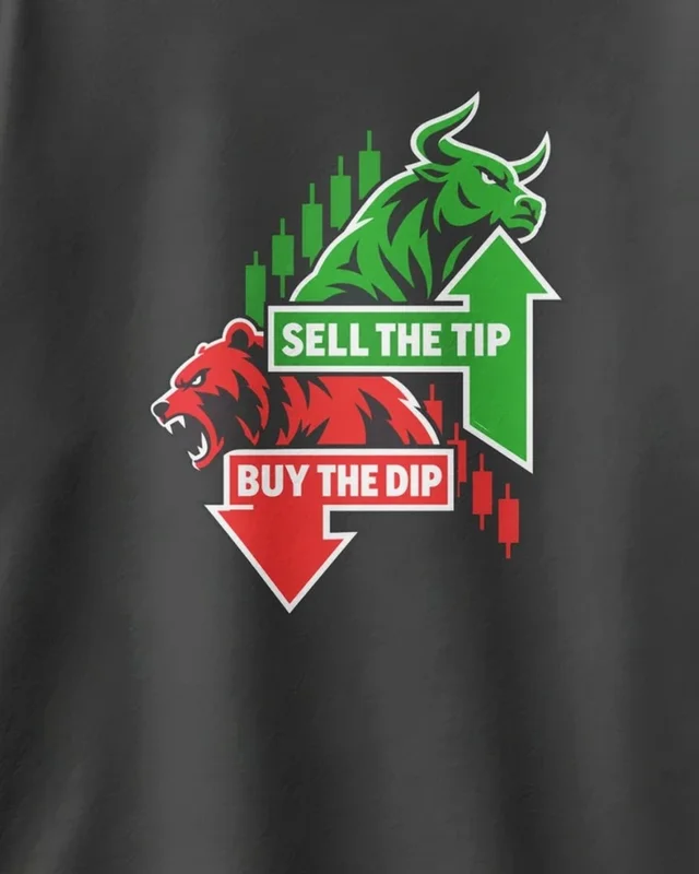 Buy the Dip Sell the Tip Oversized T-Shirt in Black — design detail