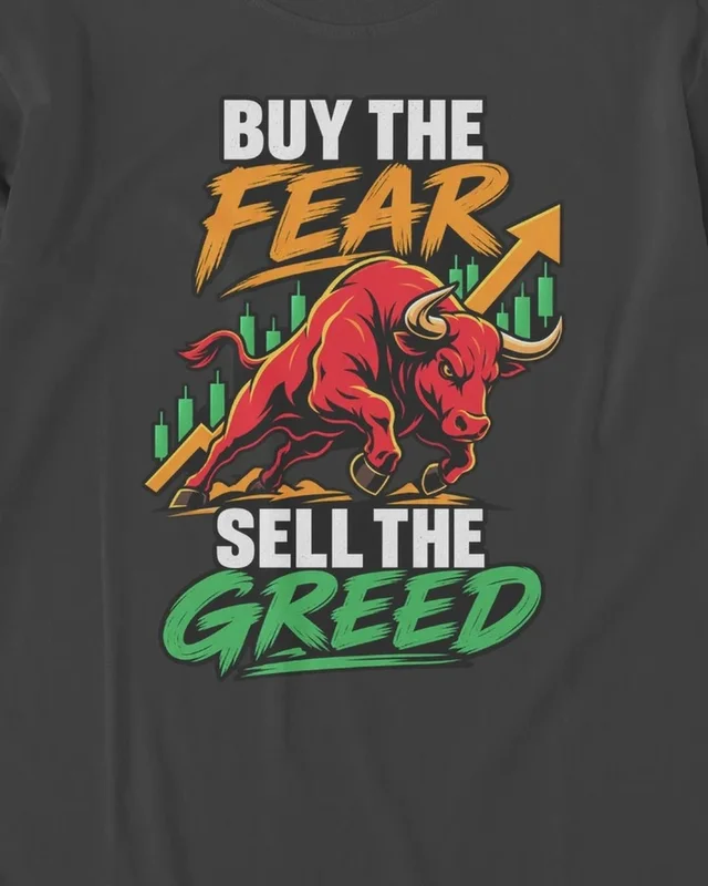 Buy the Fear Sell the Greed Long-Sleeve T-Shirt in Black — design detail