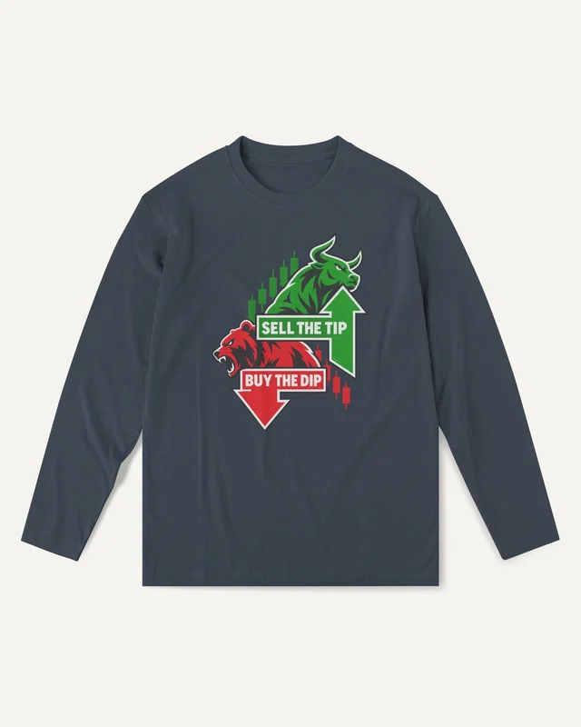 Buy the Dip Sell the Tip Long-Sleeve T-Shirt in Navy Blue — front