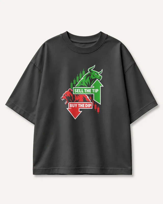 Buy the Dip Sell the Tip Oversized T-Shirt in Black — front