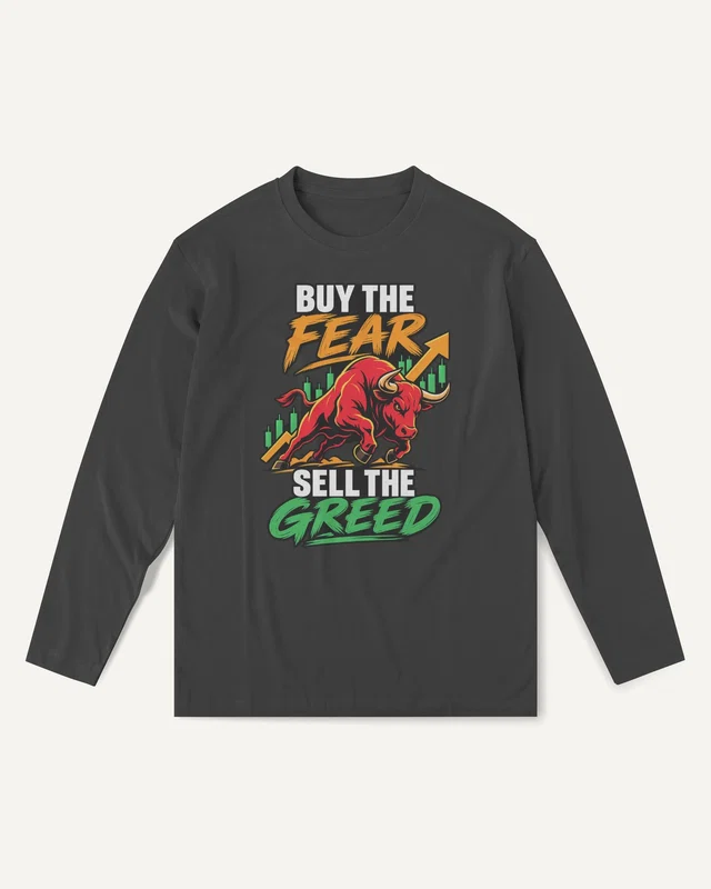 Buy the Fear Sell the Greed Long-Sleeve T-Shirt in Black — front