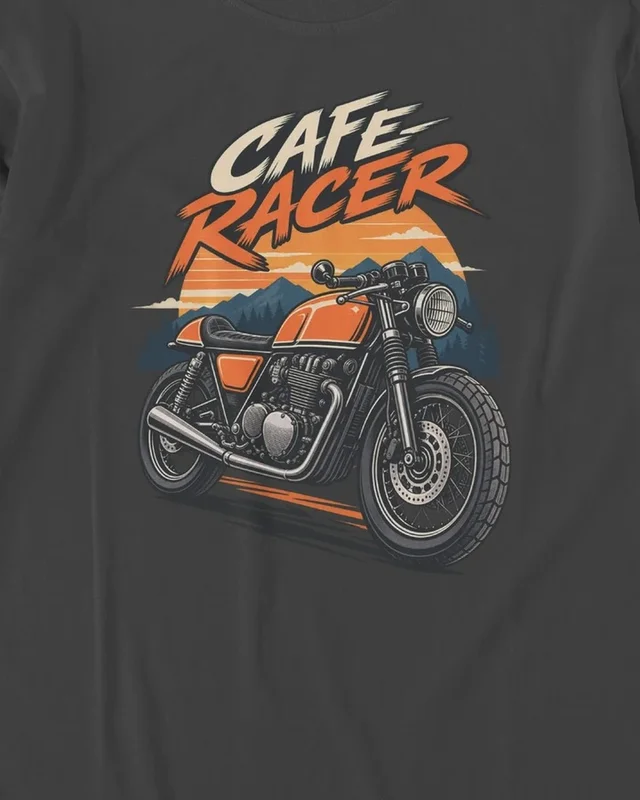Cafe Racer Long-Sleeve T-Shirt in Black — design detail