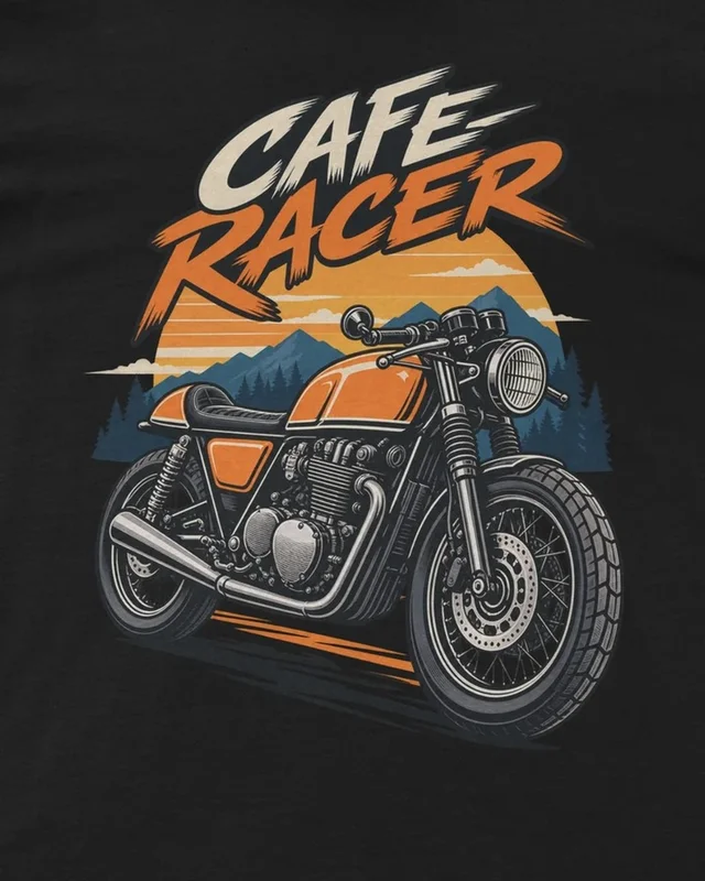 Cafe Racer Regular T-Shirt in Black — design detail