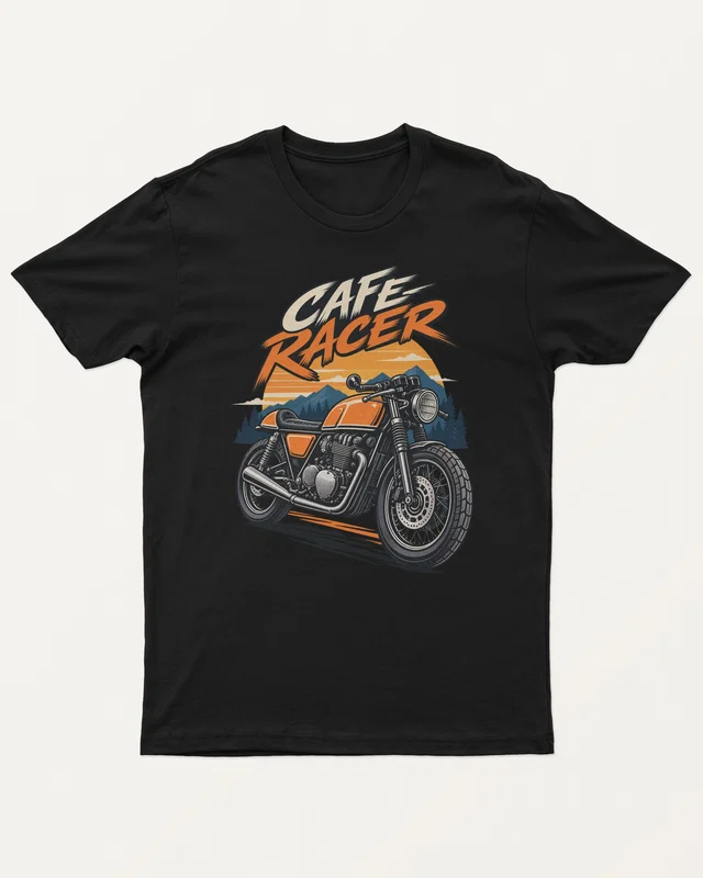 Cafe Racer Regular T-Shirt in Black — front