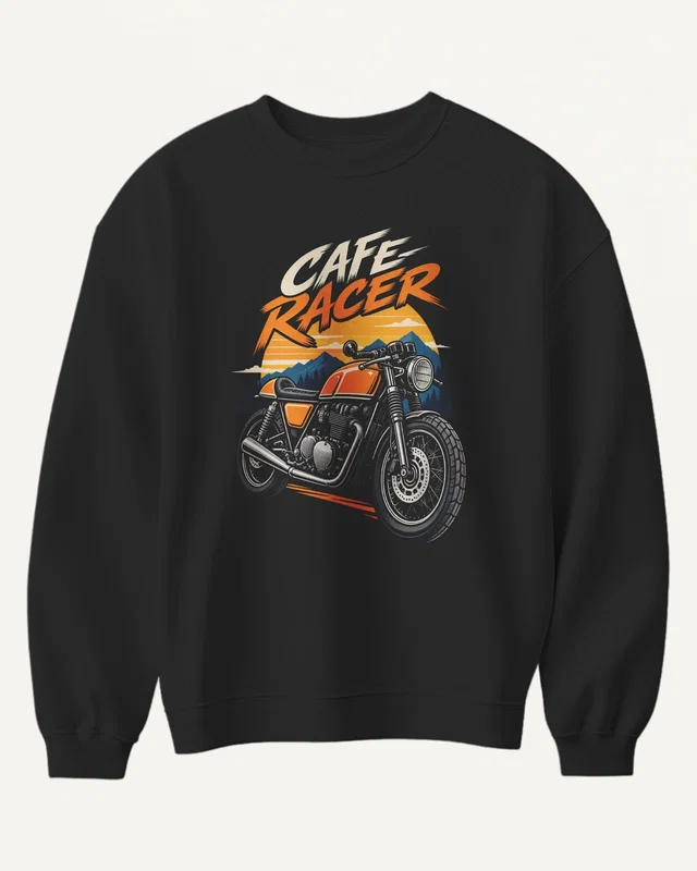 Cafe Racer Sweatshirt in Black — front
