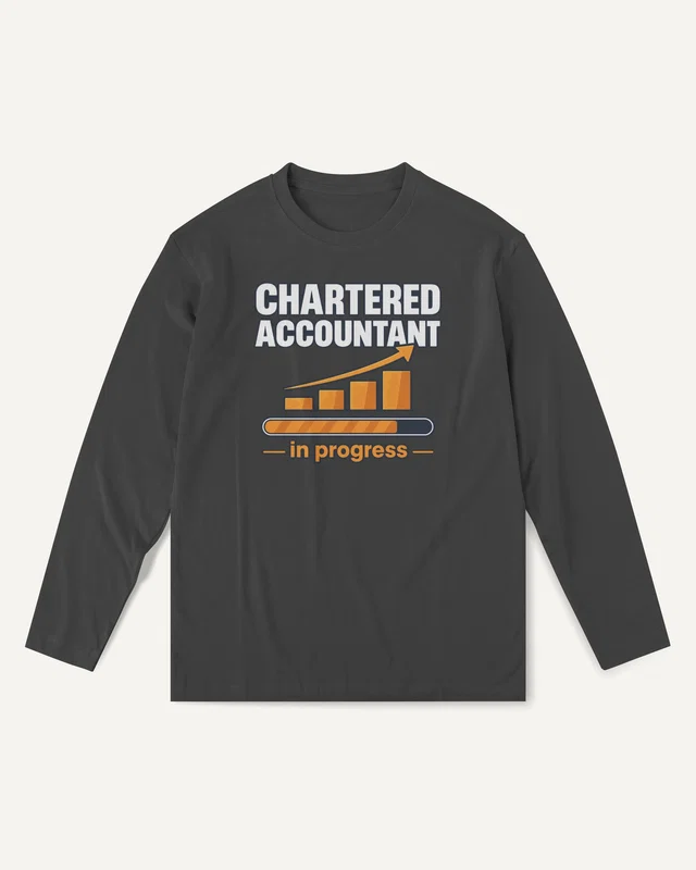 Chartered Accountant in Progress Long-Sleeve T-Shirt in Black — front