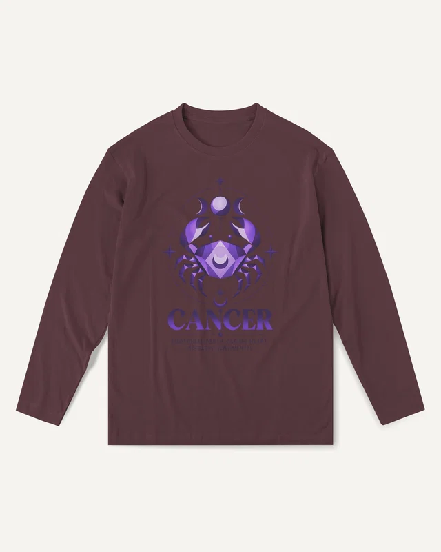 Cancer Long-Sleeve T-Shirt in Maroon — front