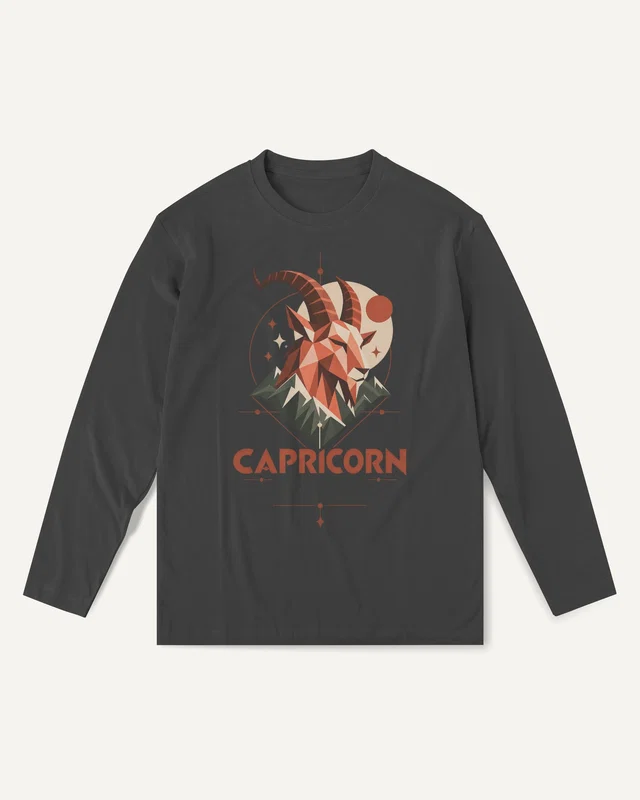 Capricorn Long-Sleeve T-Shirt in Black — front