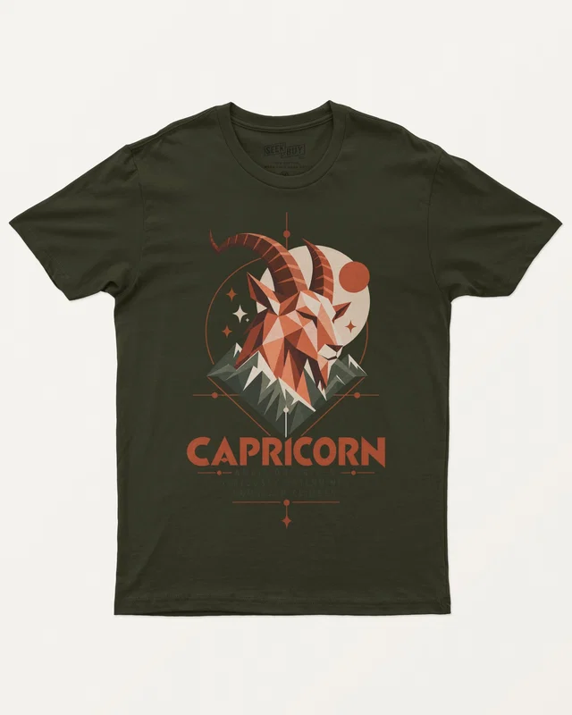 Capricorn Regular T-Shirt in Olive Green — front