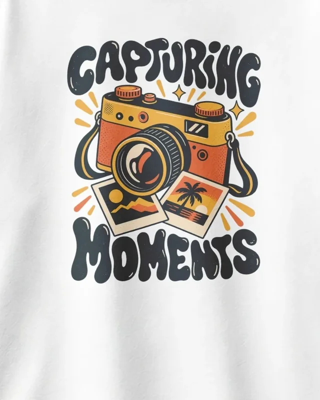 Capturing Moments Oversized T-Shirt in White — design detail
