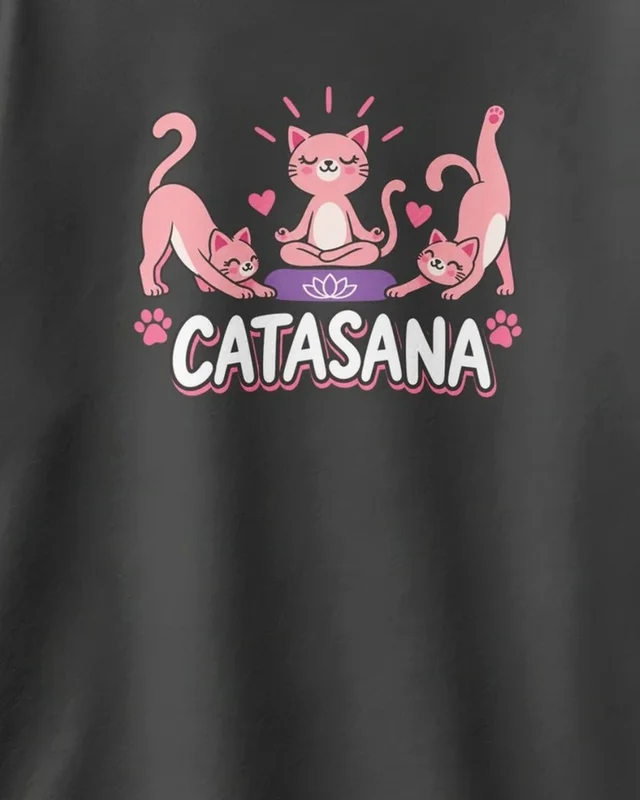 Catasana Oversized T-Shirt in Black — design detail