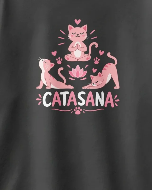 Catasana Yoga Oversized T-Shirt in Black — design detail