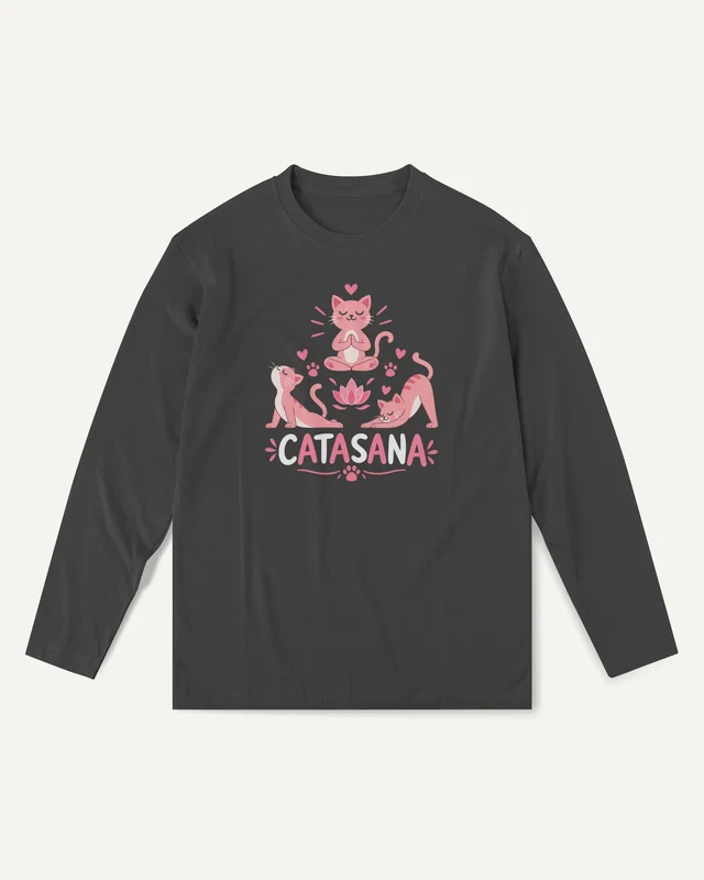 Catasana Yoga Long-Sleeve T-Shirt in Black — front