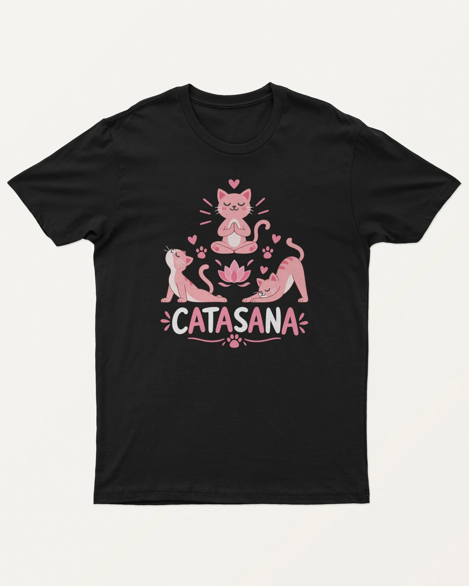 Catasana Yoga Regular T-Shirt in Black — front Catasana Yoga Regular T-Shirt in Black — front