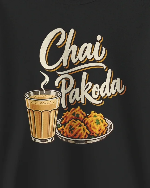 Chai Pakoda Sweatshirt in Black — design detail