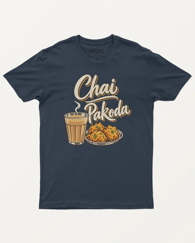 Chai Pakoda Regular T-Shirt in Navy Blue — front