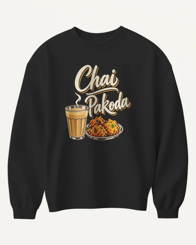 Chai Pakoda Sweatshirt in Black — front