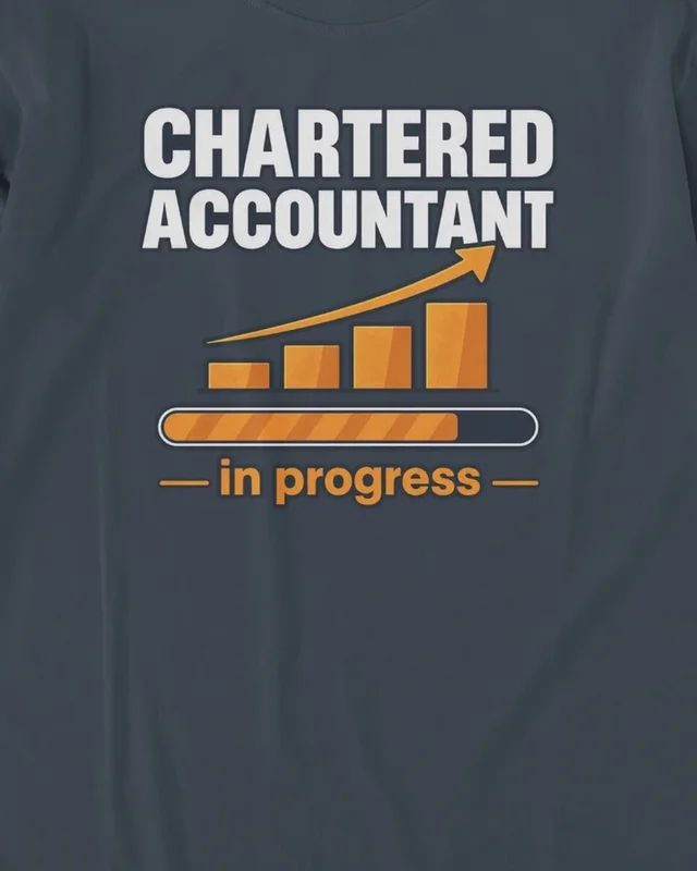 Chartered Accountant in Progress Long-Sleeve T-Shirt in Navy Blue — design detail