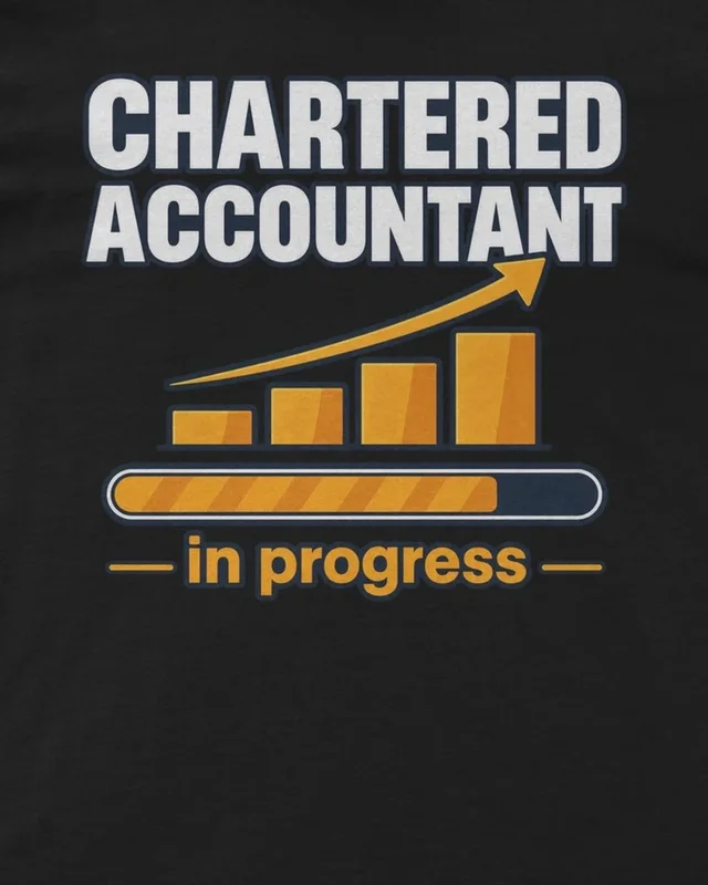 Chartered Accountant in Progress Regular T-Shirt in Black — design detail