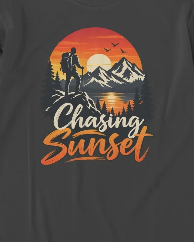Chasing Sunset Long-Sleeve T-Shirt in Black — design detail