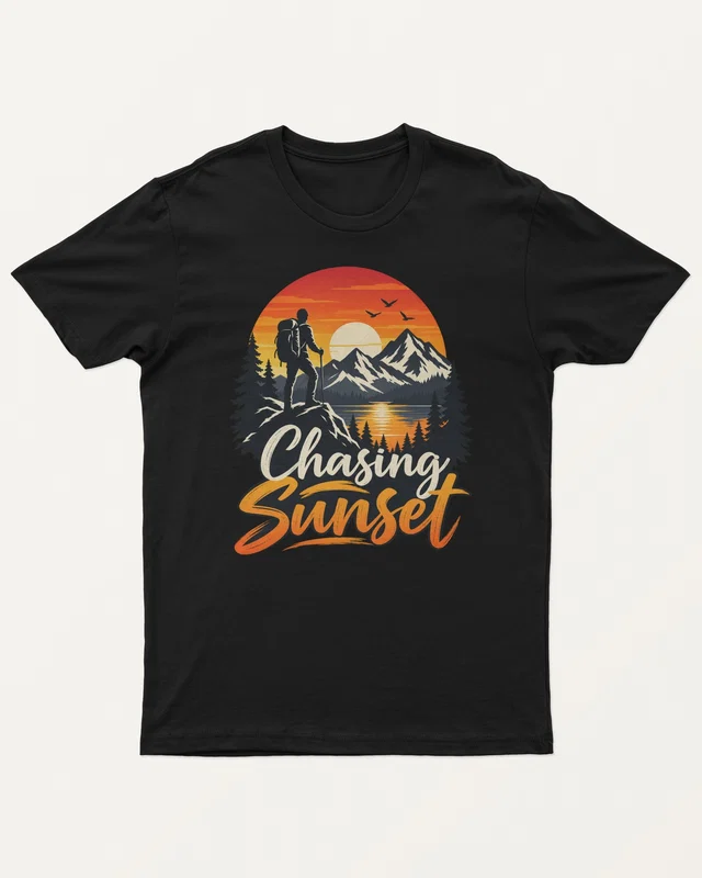 Chasing Sunset Regular T-Shirt in Black — front