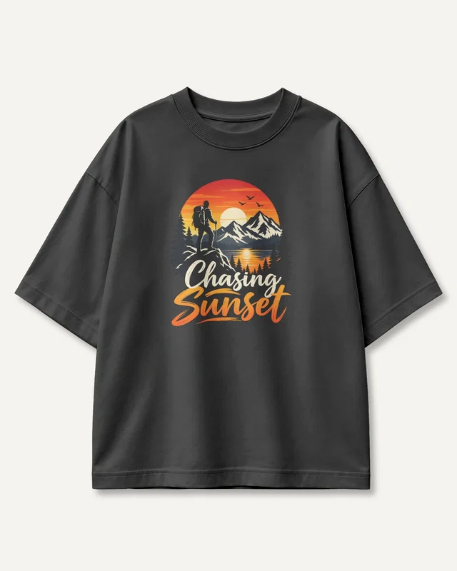 Chasing Sunset Oversized T-Shirt in Black — front