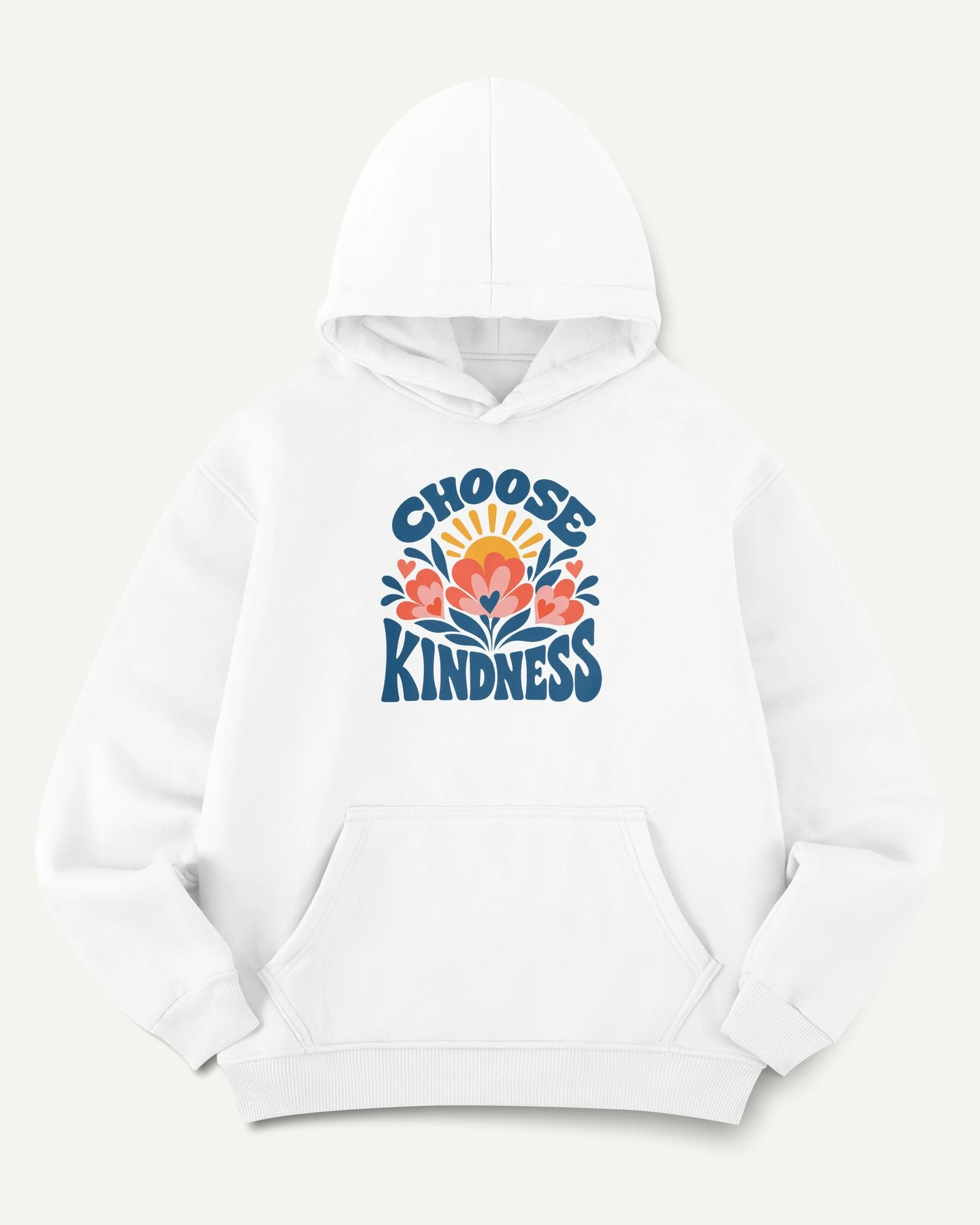 Choose Kindness Graphic Hoodie in White — front Choose Kindness Graphic Hoodie in White — front