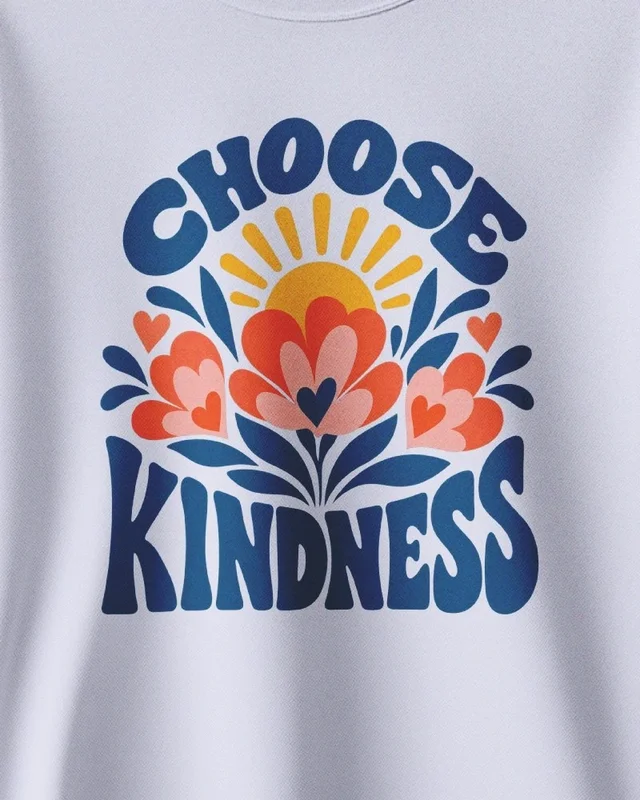 Choose Kindness Sweatshirt in Lavender — design detail