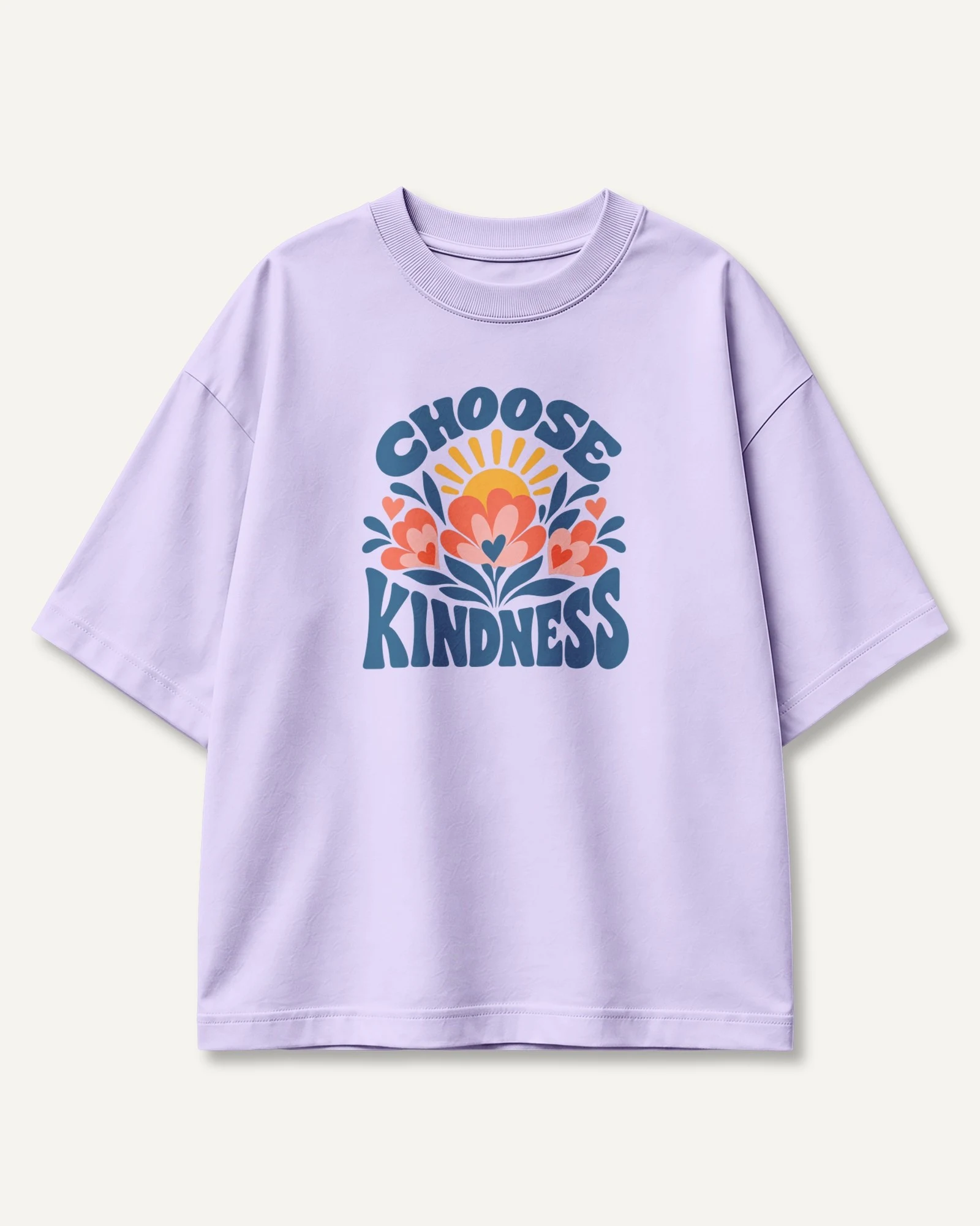 Choose Kindness Oversized T-Shirt in Lavender — front Choose Kindness Oversized T-Shirt in Lavender — front