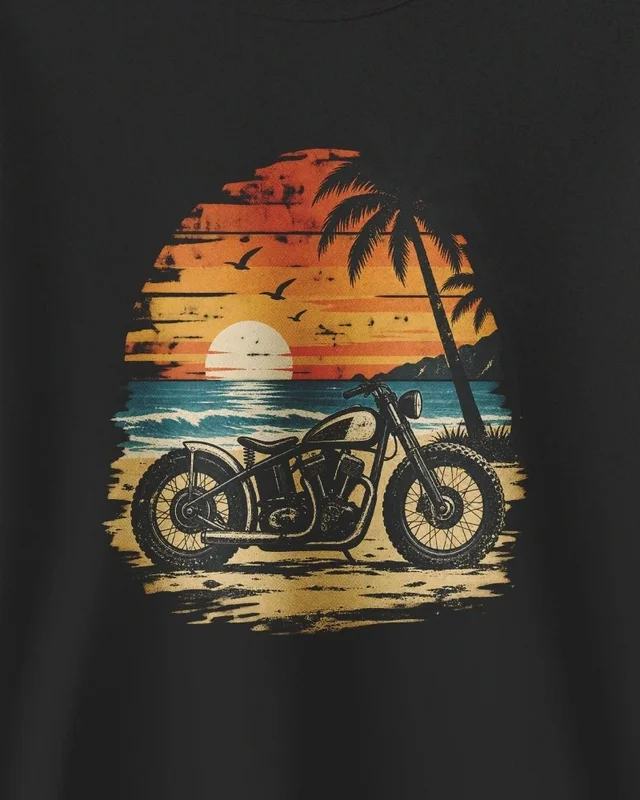 Coastal Motorcycle Sweatshirt in Black — design detail