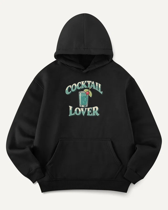 Cocktail Lover Graphic Hoodie in Black — front