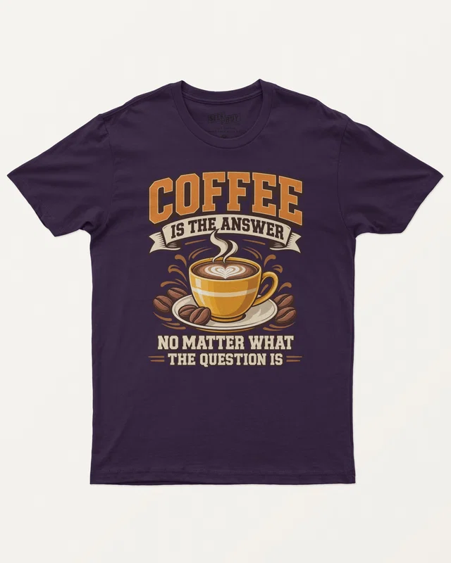 Coffee Is the Answer Regular T-Shirt in Purple — front
