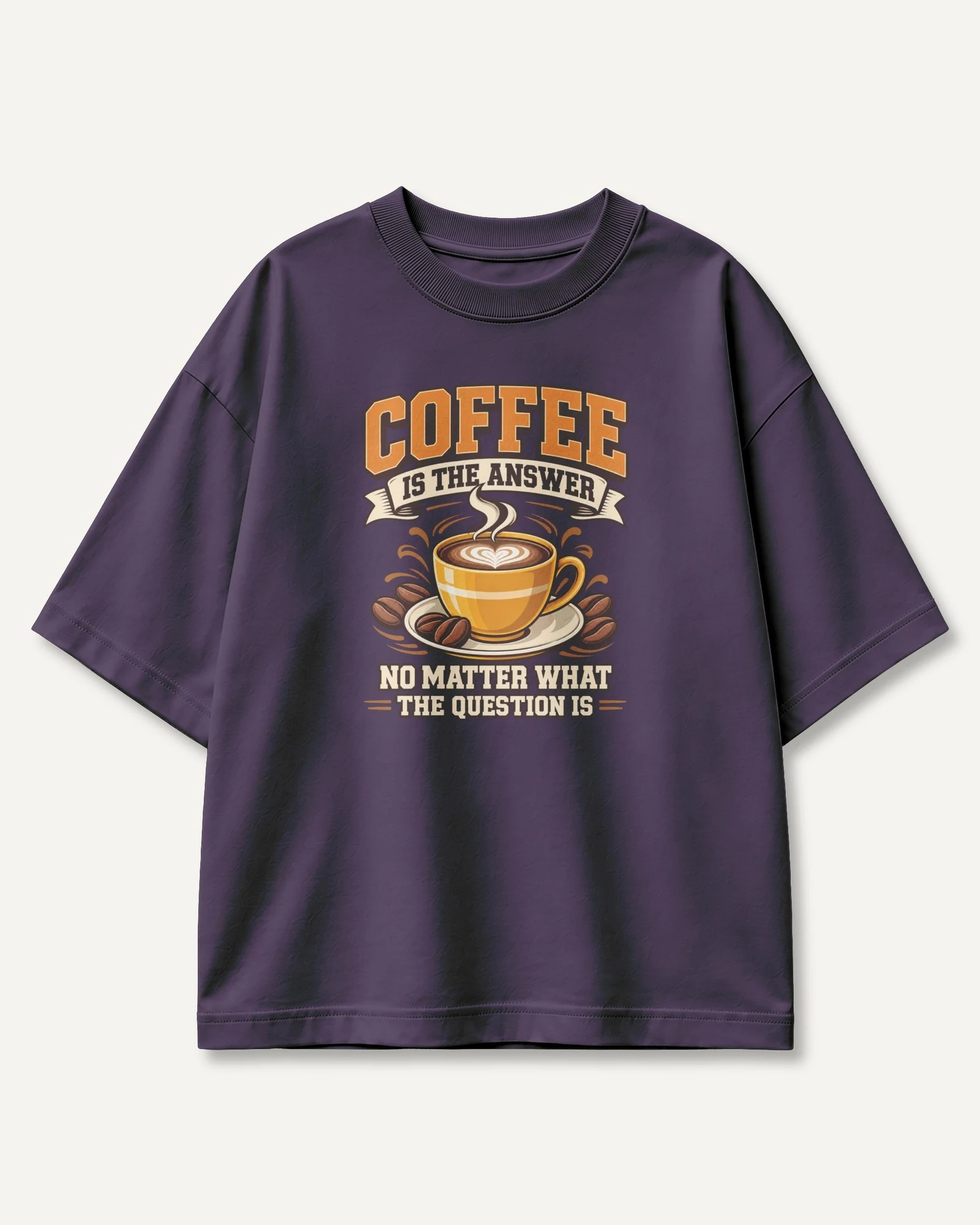 Coffee Is the Answer Oversized T-Shirt in Purple — front Coffee Is the Answer Oversized T-Shirt in Purple — front