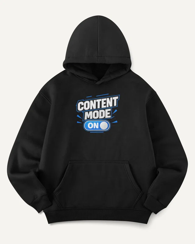 Content Mode On Graphic Hoodie in Black — front