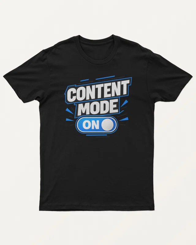 Content Mode On Regular T-Shirt in Black — front